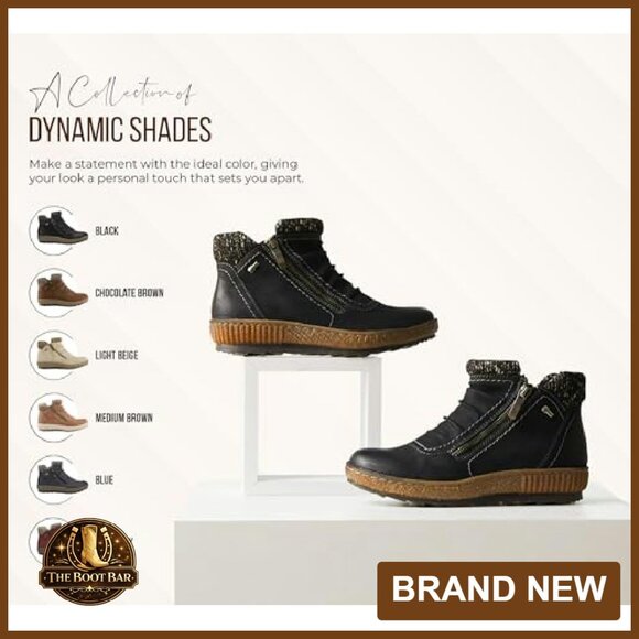 Water-Resistant Vegan Leather Ankle Booties with Dual Zippers & Shearling Lining - Picture 7 of 8